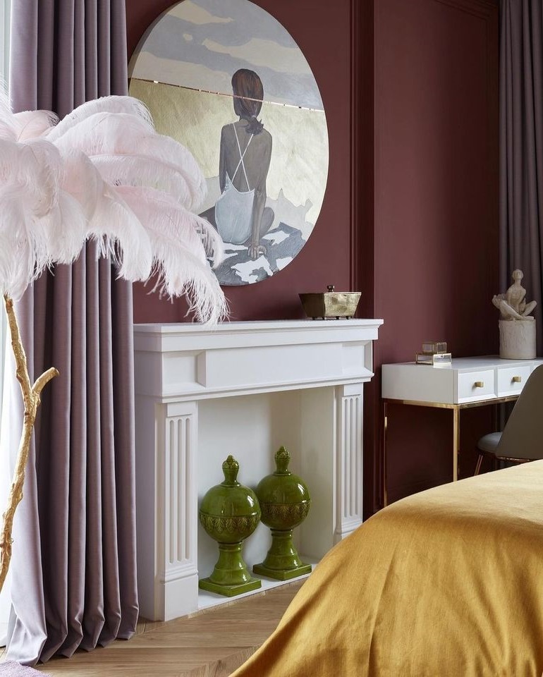 Краска Lanors Mons цвет Бордово-коричневый Claret-Brown 87 Exterior 4.5 л фото в интерьере