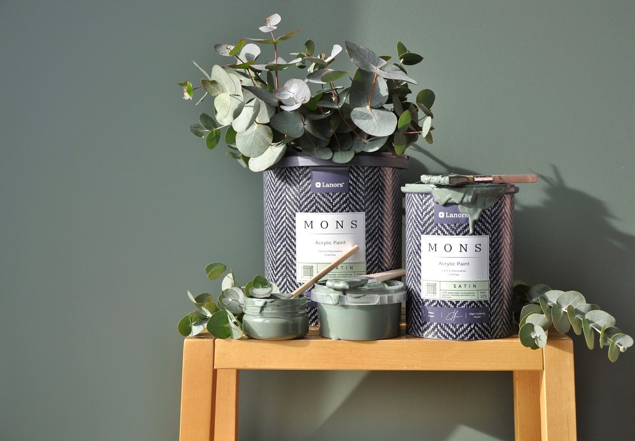 Краска Lanors Mons цвет Эвкалиптовый лес Eucalyptus forest 199 Exterior 4.5 л фото в интерьере Краска Lanors Mons цвет Эвкалиптовый лес Eucalyptus forest 199 Exterior 4.5 л фото в интерьере