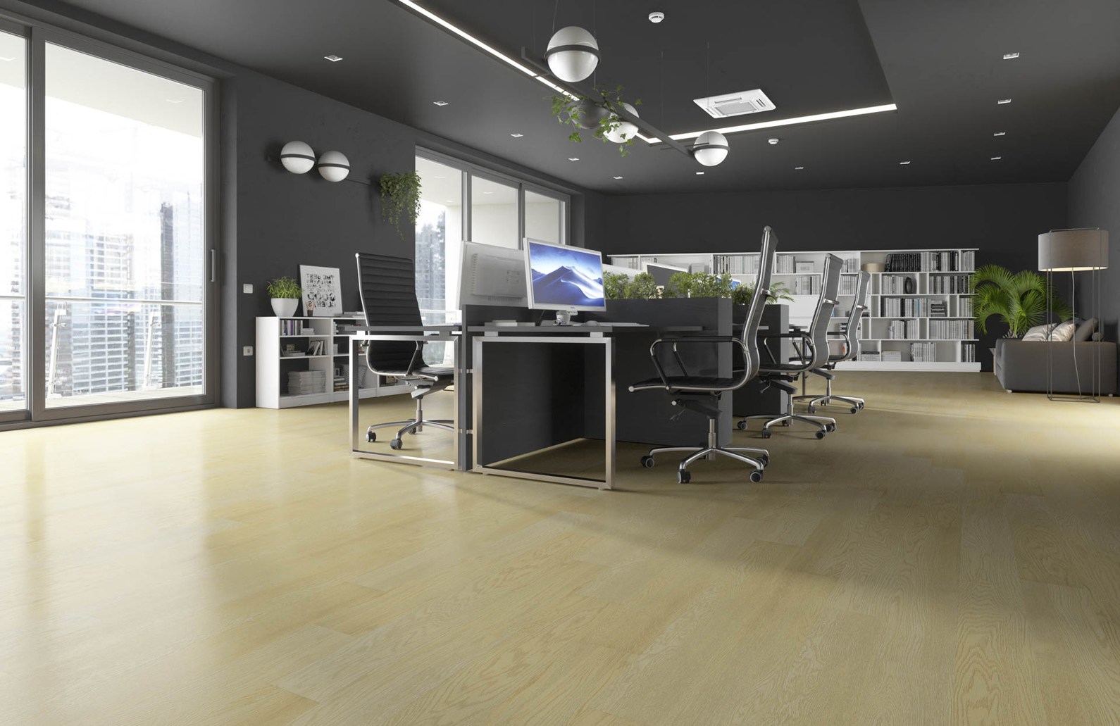 Кварцвиниловый SPC ламинат Fargo Comfort Дуб Сидней 64W970 1220×150×4 фото в интерьере