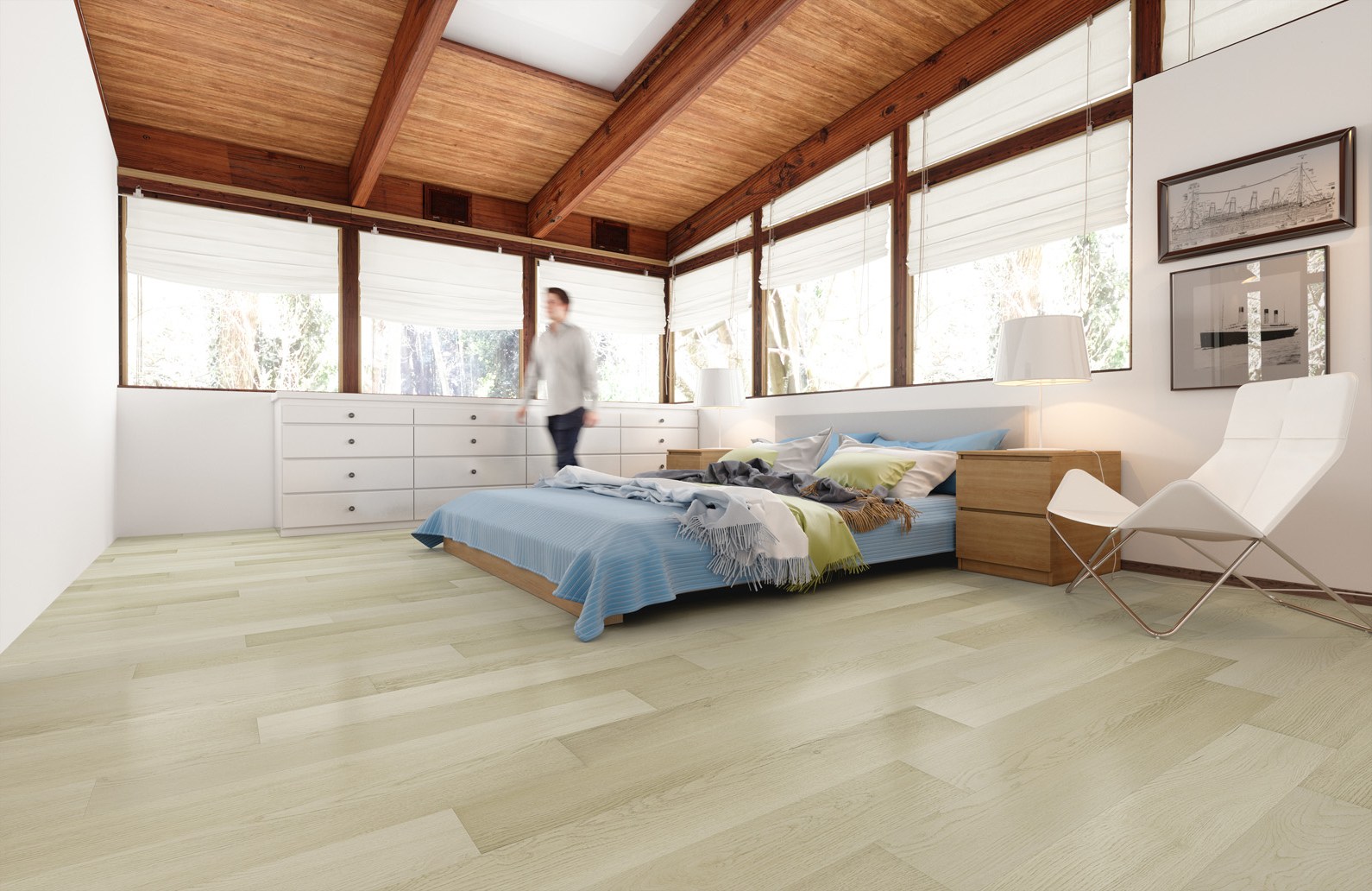 Кварцвиниловый SPC ламинат Fargo Comfort Дуб Амстердам 67W948 1220×150×4 фото в интерьере