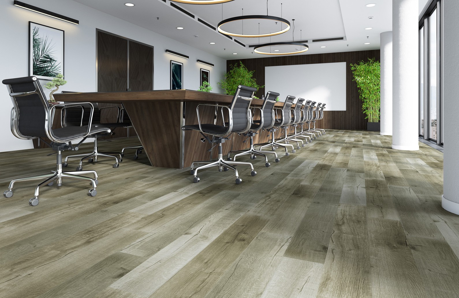 Кварцвиниловый SPC ламинат Fargo Classic Дуб Токио 81996-1 1220×150×3,5 фото в интерьере