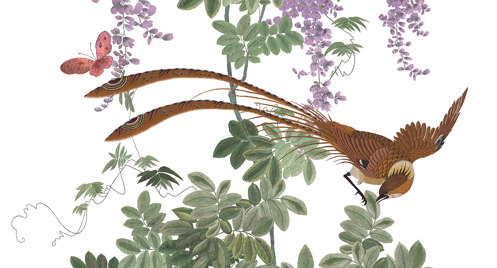 Панно Loymina Jetset Birds of Paradise Jet9 002 A3 3x1 м фото в интерьере