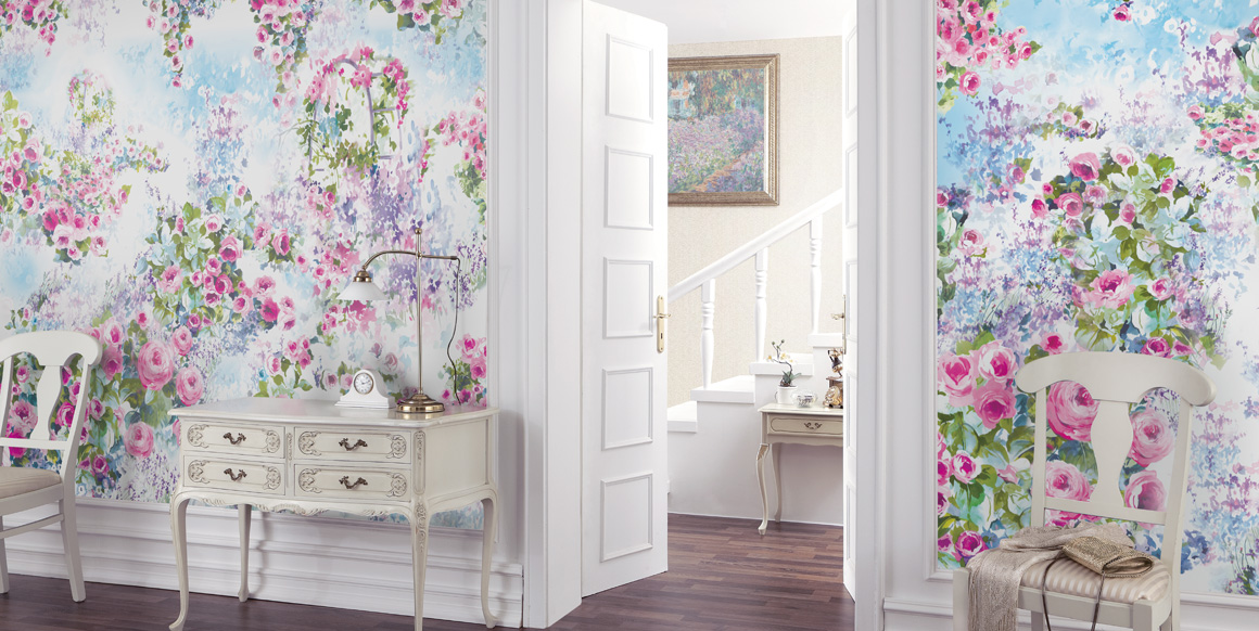 Панно Loymina Sialia Jardin des roses Q10 006 A2 3x2 м фото в интерьере