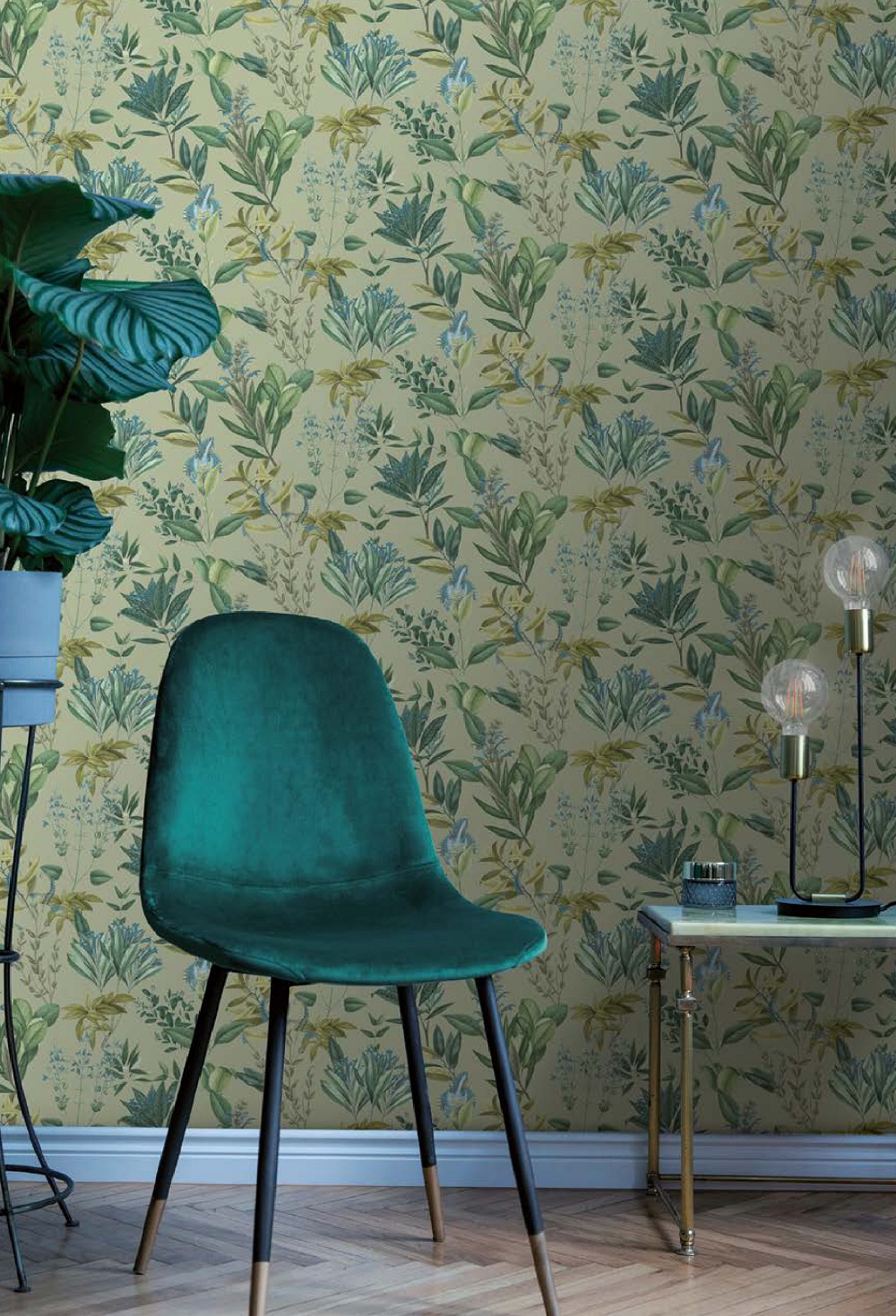 Обои Decoprint Blooming Summer Flower Green BL22741 фото в интерьере