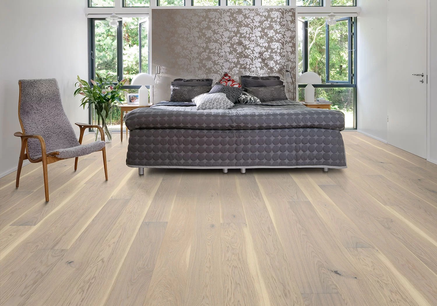 Паркетная доска Kahrs Commodity Дуб Торум Torum 151NYMEK0NKW200 Lively 2000×187×15 фото в интерьере