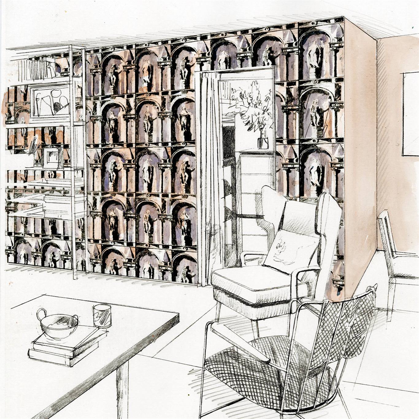 Обои Zoffany Palladio vol. I Montacute 312967 фото в интерьере