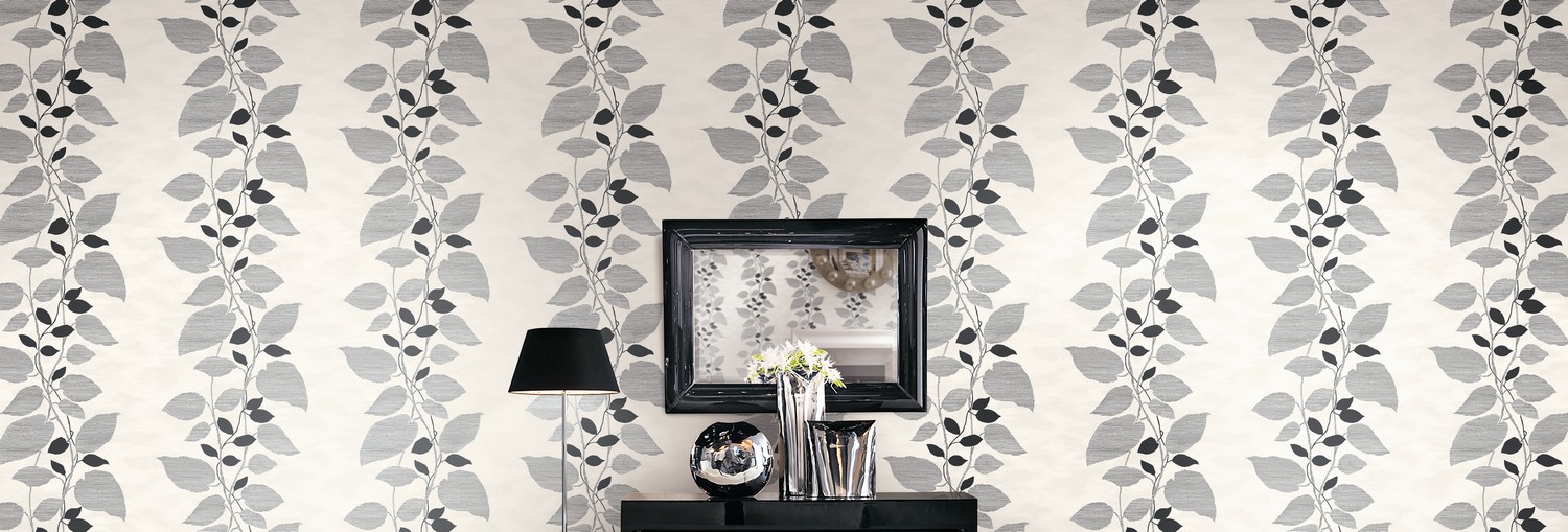 Обои Architector Black & white Leaves 1303200 фото в интерьере