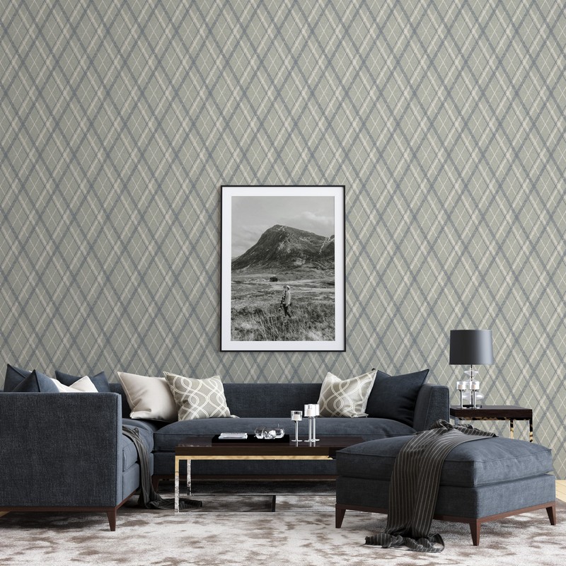 Обои Architector Sauvage Argyle KT10008 фото в интерьере