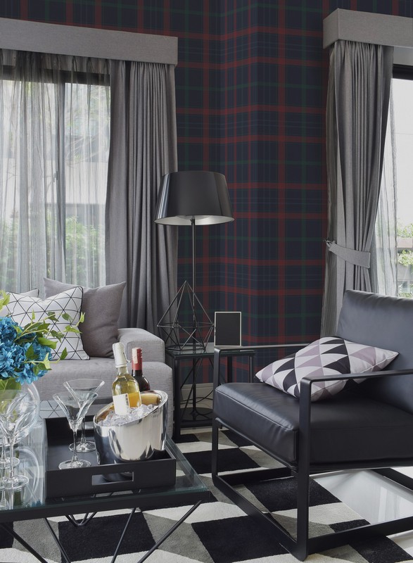 Обои Architector Sauvage Tartan KT10202 фото в интерьере