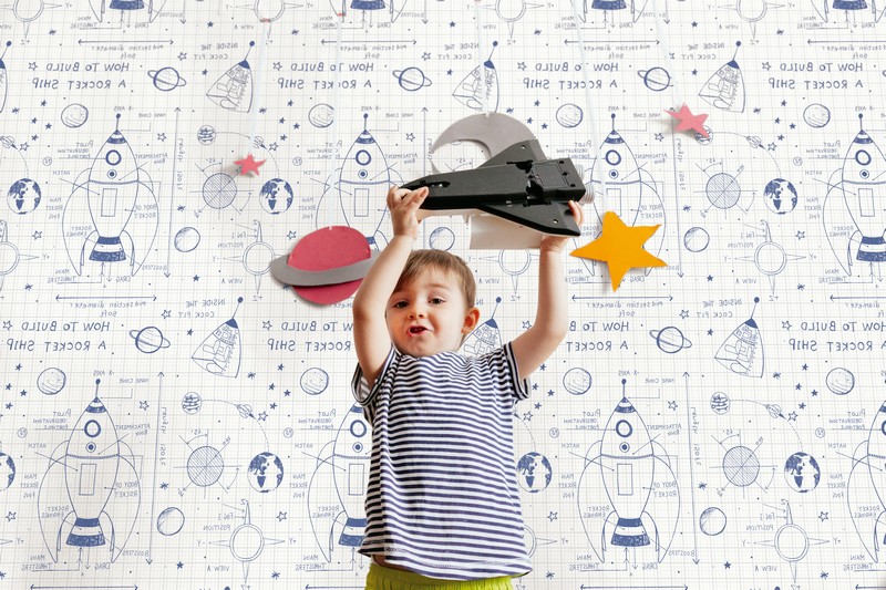 Обои Architector Little Genius Day Dreamers Drowing rocket DA60702 фото в интерьере