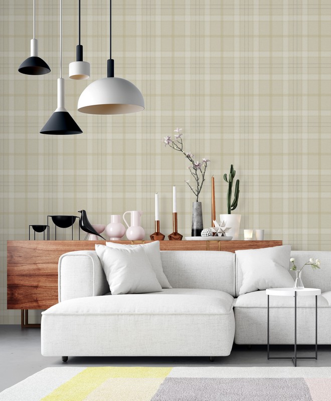Обои Architector Sauvage Tartan KT10217 фото в интерьере