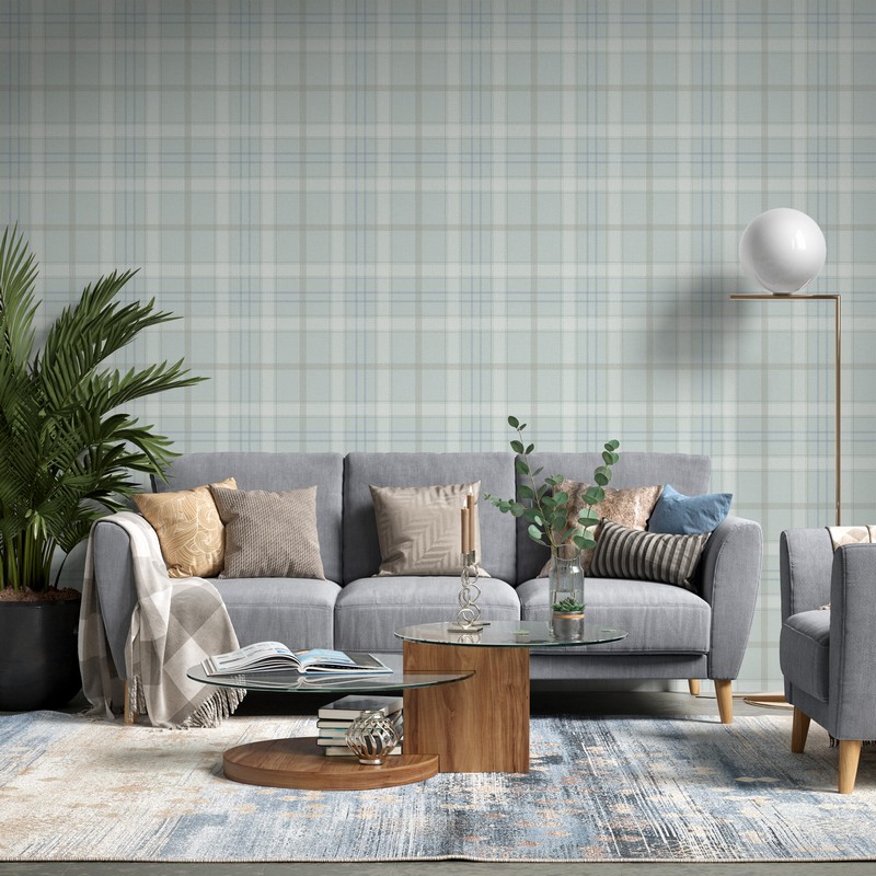 Обои Architector Sauvage Tartan KT10222 фото в интерьере