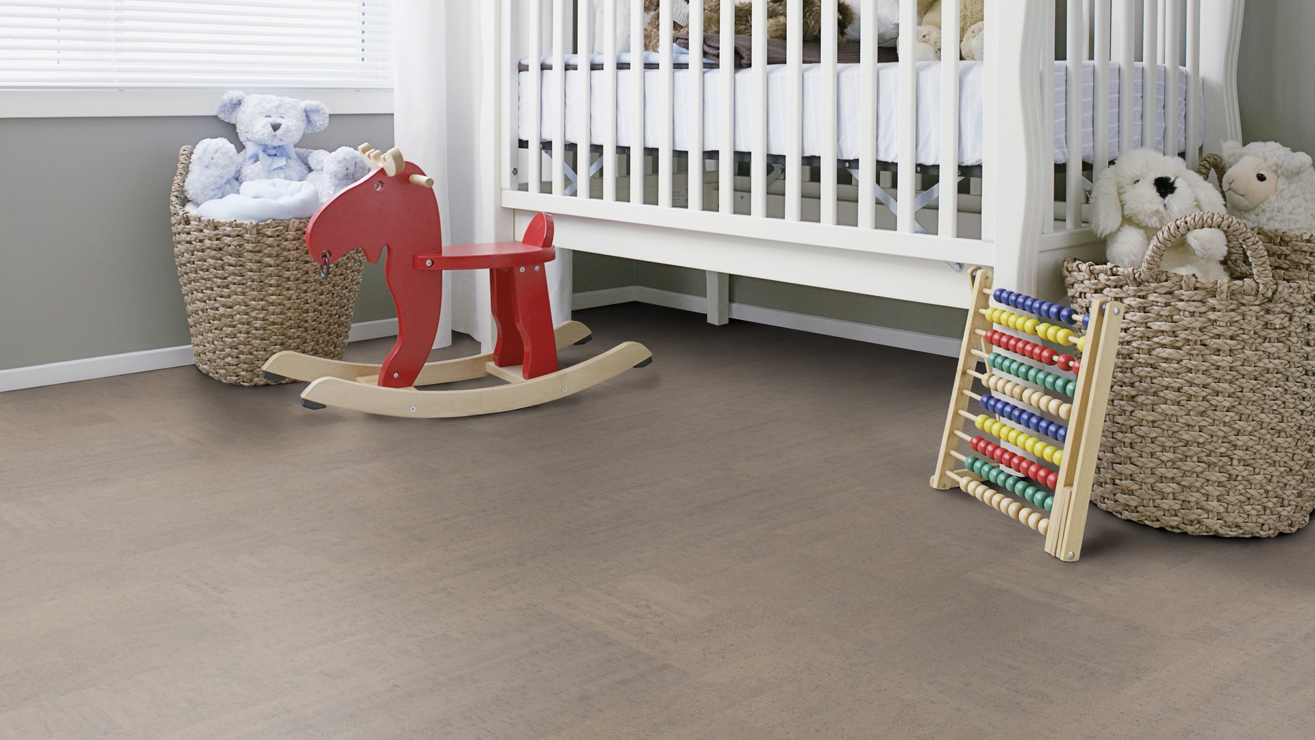 Пробковый пол замковый Wicanders Fashionable Cement C85L001 905×295×10,5 фото в интерьере