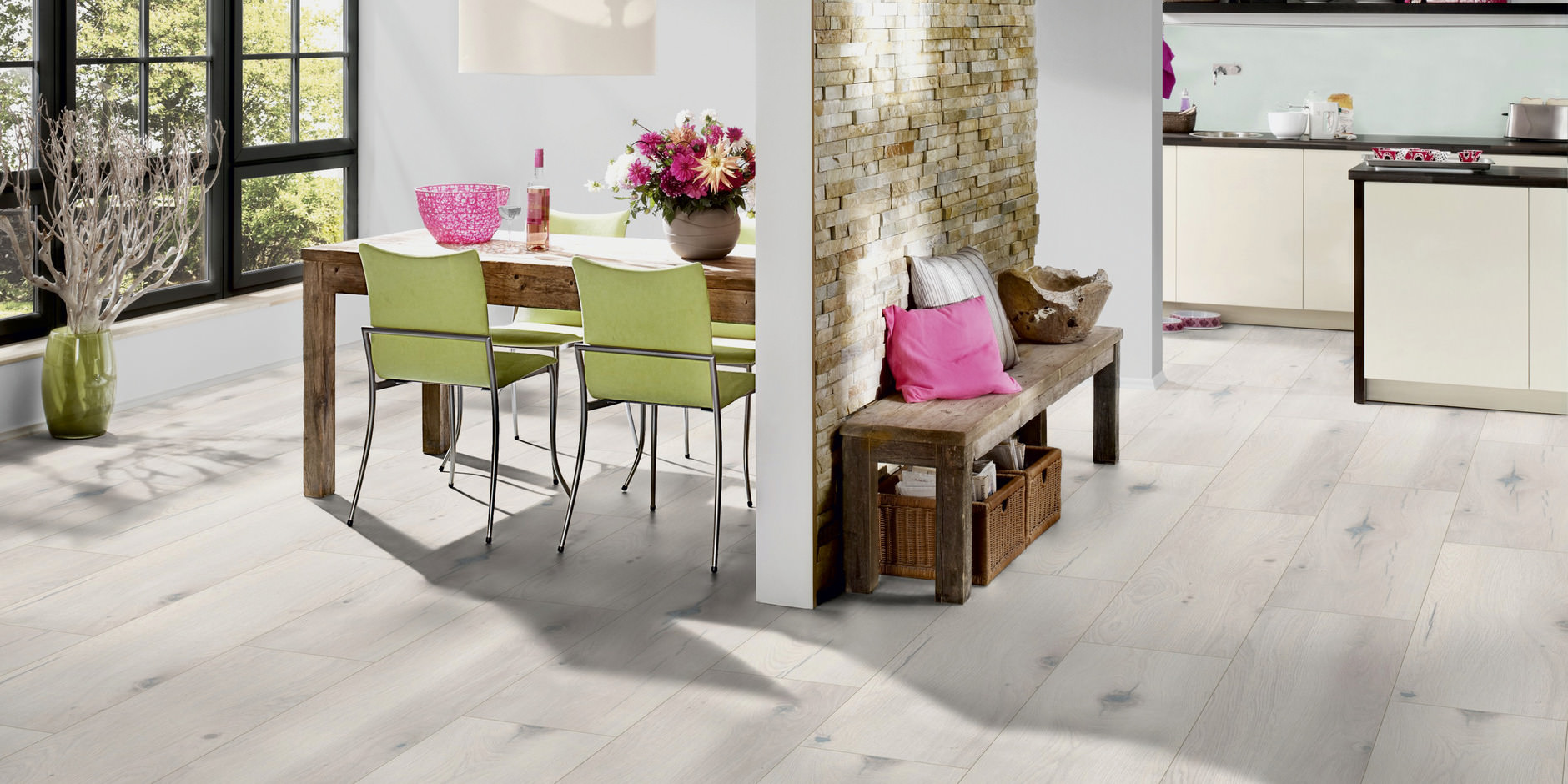 Ламинат Ter Hurne Trend Line Дуб Алебастр 2801 1285×327×8 фото в интерьере