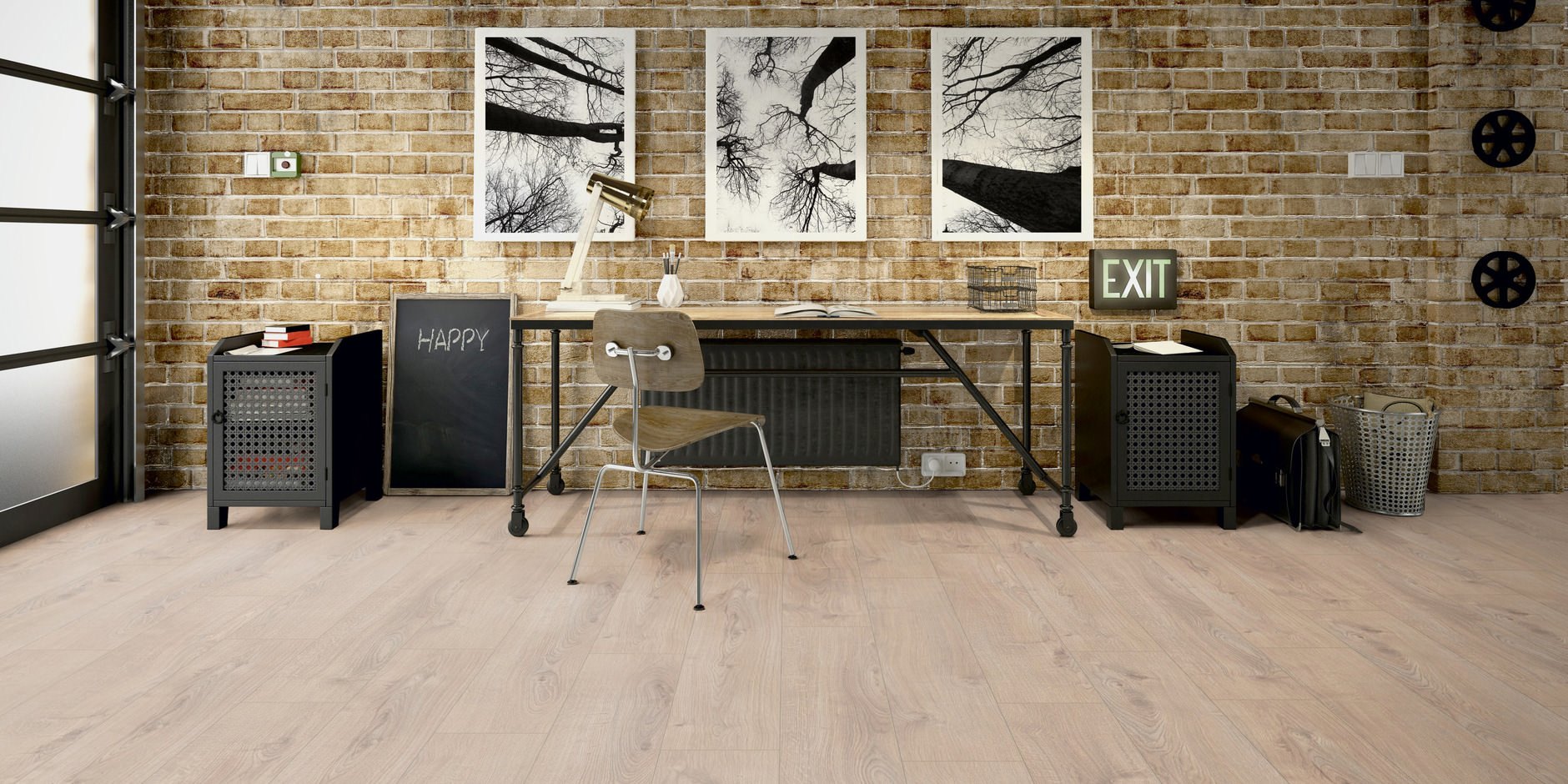 Ламинат Ter Hurne Classic Line Дуб Светло-Бежевый 1859 1285×192×8 фото в интерьере