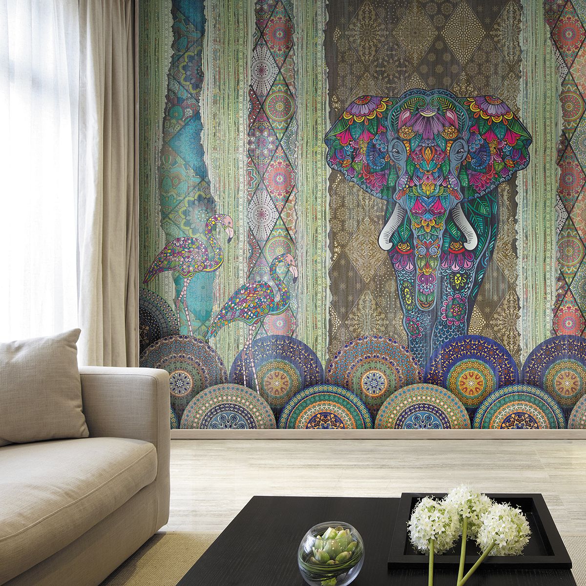 Панно Affresco New Art RE162-COL1 2x2,68 м фото в интерьере