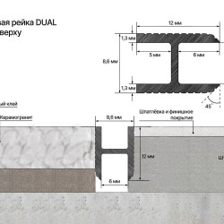 Профиль алюминиевый теневой Laconistiq Dual Черный муар RAL 9005 22-31-300 3000×8,6×12
