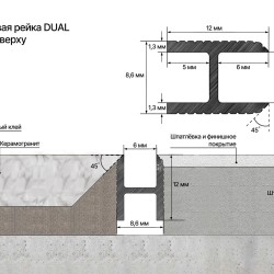 Профиль алюминиевый теневой Laconistiq Dual Черный муар RAL 9005 22-31-300 3000×8,6×12